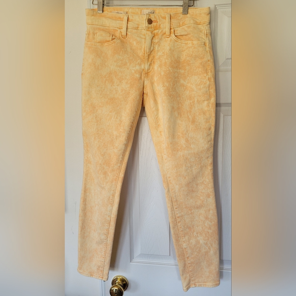 Universal Thread Cream/Distressed Orange Ankle Cropped Jeans